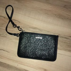 Coach black glitter wristlet
